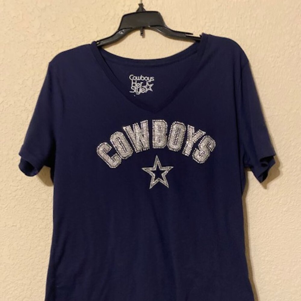 Navy Sequin Cowboys T Shirt